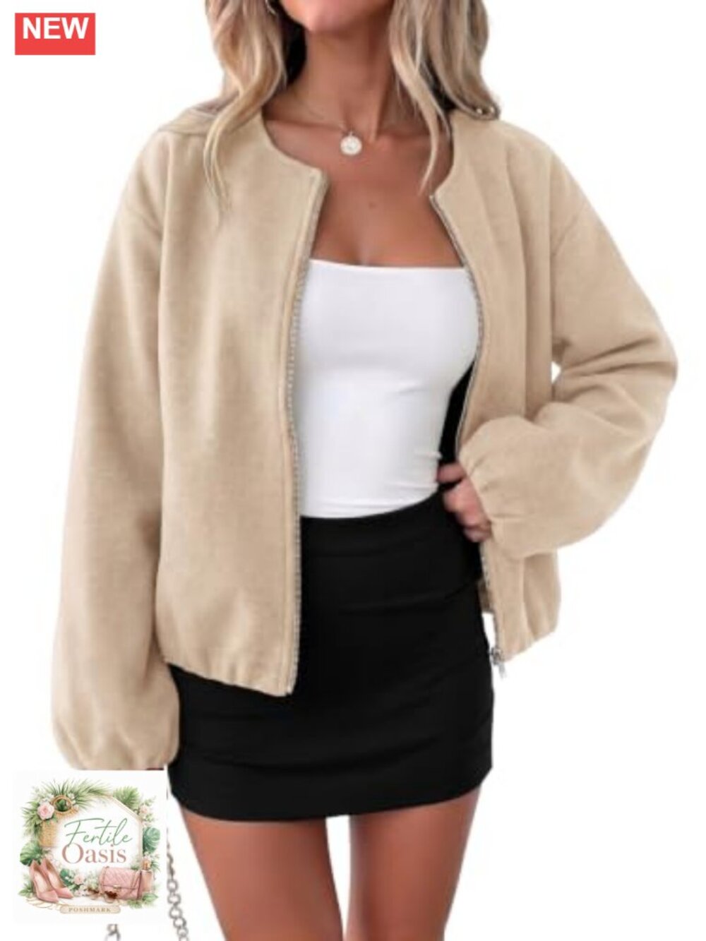 Women's Bomber Jacket Trendy Long Sleeve Zip Up
